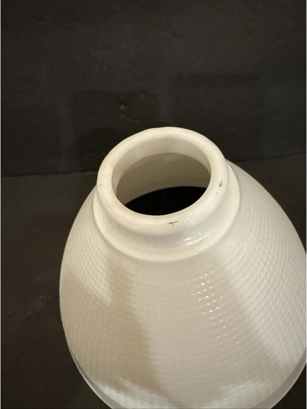 Vintage Corning White Milk Glass Waffle Pattern Torchiere Pendant Lamp Shade 8